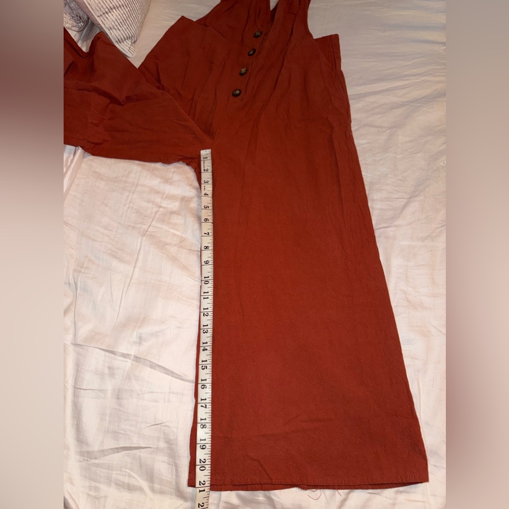 Sienna Sky Rust Wide Leg Button Front Cropped Jumpsuit Size L - Picture 6 of 10